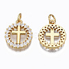 Brass Micro Pave Clear Cubic Zirconia Pendants ZIRC-N039-140-NF-2