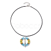 Boho Style Glass Seed Beads & Feather Alloy Pendant Necklaces NJEW-MZ00041-4