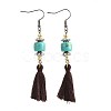 Dyed Synthetic Turquoise Drum Bead Dangle Earrings EJEW-JE02970-M-2