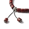 Waxed Wooden Column Beads Stretch Bracelet for Men Women BJEW-JB06776-5