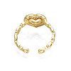 Cubic Zirconia Heart Open Cuff Ring RJEW-N035-110-2