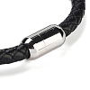 Natural Sunstone Round Bead Braided Leather Cord Bracelets for Men Women BJEW-A009-11P-04-3