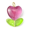 Heart Flower & Leaf Glass Pendants PALLOY-JF02193-2