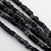 Cube Natural Black Stone Beads Strands X-G-P057-01-1