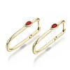 Brass Enamel Huggie Hoop Earrings EJEW-N011-33-NF-2