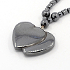Heart to Heart Magnetic Synthetic Hematite Beaded Necklaces NJEW-F026-14-2