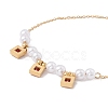 Square Cubic Zirconia Charm Bracelet with Acrylic Pearl BJEW-F396-20G-03-4