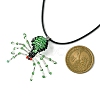 Braided Glass Seed Bead Spider Pendant Necklaces NJEW-MZ00036-03-3