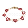 Glass Seed & Natural Agate Beaded Bracelet with Brass Magnetic Clasp BJEW-JB07803-3