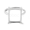 Rectangle Adjustable 925 Sterling Silver Ring Components STER-G042-09P-2