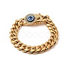 Ion Plating(IP) 304 Stainless Steel Curb Chains Bracelet with Crystal Rhinestone BJEW-E009-05G-02-1