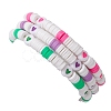 Heart Polymer Clay & Acrylic Beaded Stretch Bracelets BJEW-JB10677-3