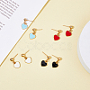 FIBLOOM 4 Pairs 4 Colors Alloy Enamel Dangle Stud Earrings EJEW-FI0003-05-4