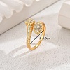 Unique Brass Rhinestones Snake Shape Open Cuff Ring for Women TZ1216-1-1