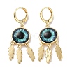 Real 18K Gold Plated Brass Feather Chandelier Earrings EJEW-L269-049G-01-1