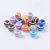 Mixed Color Round Striped Resin Chunky Beads X-RB017Y-1