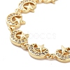 Rack Plating Brass Pave Clear Cubic Zirconia Moon Link Chain Bracelets for Women BJEW-R317-14G-2