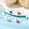 4Pcs 4 Styles Natural Amethyst & Tiger Eye & Rainbow Moonstone & Carnelian Finger Rings Sets RJEW-TA00154-2