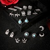 10 Pairs 10 Style Feather & Crown & Owl & Moon Synthetic Turquoise Stud Earrings AJEW-PW0005-31AS-3