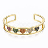 Brass Micro Pave Cubic Zirconia Cuff Bangles BJEW-T018-13G-NF-1