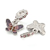 Rack Plating Alloy Pave Colorful Rhinestone Insect European Dangle Charms FIND-B034-14P-03-2