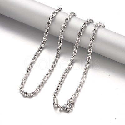 Tarnish Resistant 304 Stainless Steel Rope Chain Necklaces NJEW-F195-05G-P-1