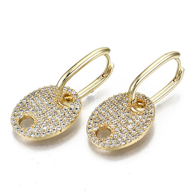 Brass Micro Pave Clear Cubic Zirconia Huggie Hoop Earring EJEW-N011-44G-1