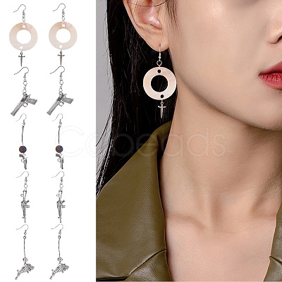 DIY Gun Weapon Shape Drop Earring Making Kit DIY-SZ0006-63-1