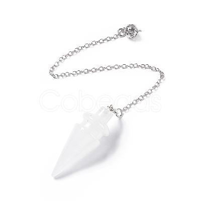 Natural Quartz Crystal Pointed Dowsing Pendulums AJEW-B020-01P-07-1