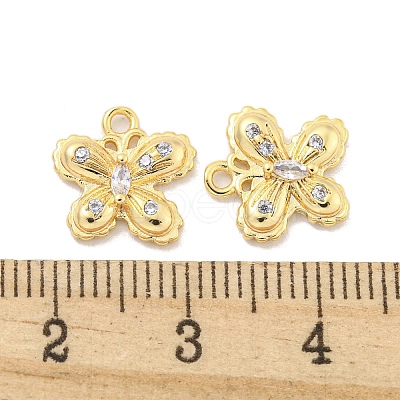 Brass Micro Pave Clear Cubic Zirconia Charms KK-Z044-19G-1