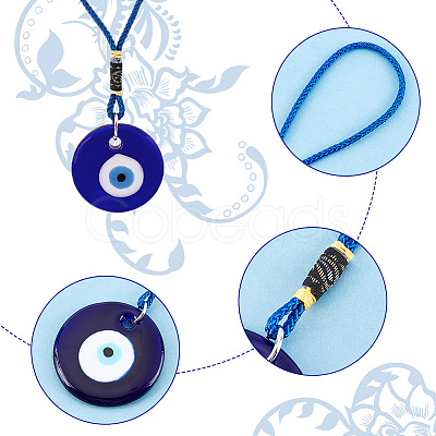 AHADEMAKER 5Pcs 5 Style Glass Evil Eye Pendant Decorations HJEW-GA0001-32-1