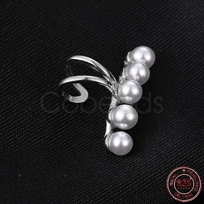 Anti-Tarnish Rhodium Plated 925 Sterling Silver Pearl Clip-on Earrings EJEW-BB72156-1