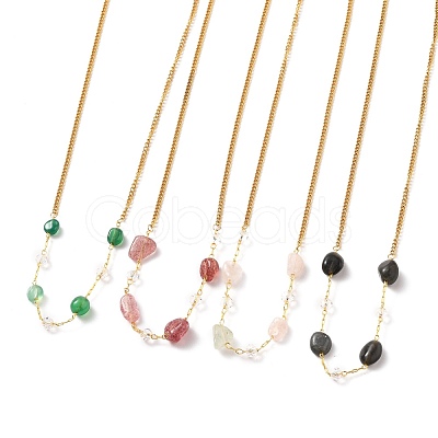 Nuggets Natural Gemstone Beaded Necklaces NJEW-JN03200-1-1