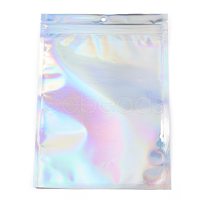 Rectangle Zip Lock Plastic Glitter Holographic Bags OPP-YWC0001-14X20-1