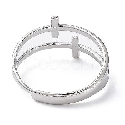 Non-Tarnish 304 Stainless Steel Hollow Cross Adjustable Rings RJEW-D006-01P-1