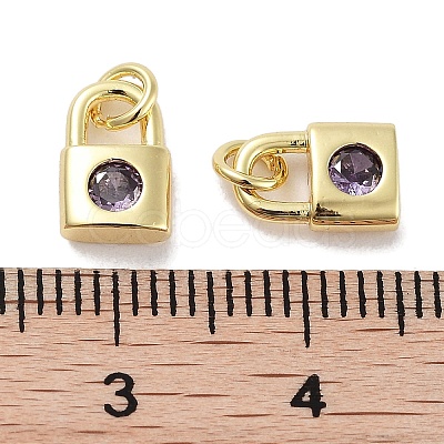 Brass Micro Pave Cubic Zirconia Charms KK-C051-13G-04-1