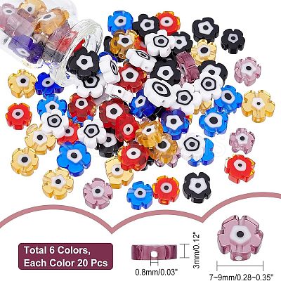 Nbeads 120Pcs 6 Color Handmade Lampwork Beads Strands LAMP-NB0001-55-1