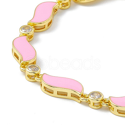 Brass Micro Pave Cubic Zirconia Chain Bracelets BJEW-P288-09G-1