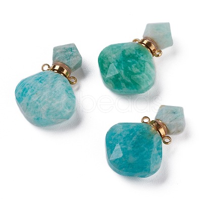 Rhombus Natural Amazonite Perfume Bottle Pendants G-H241-01A-G-1