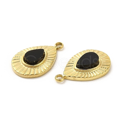 Natural Black Onyx(Dyed & Heated) Teardrop Charms STAS-J401-VC666-1