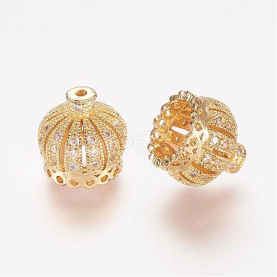 Brass Micro Pave Cubic Zirconia Beads ZIRC-K063-14G-1