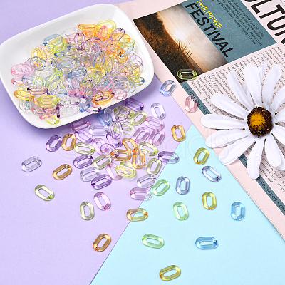 600Pcs 6 Colors Transparent Acrylic Linking Rings TACR-CJ0001-35-1