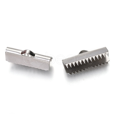 Non-Tarnish Unicraftale 304 Stainless Steel Ribbon Crimp Ends STAS-C018-22P-02-1