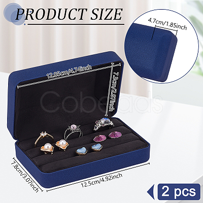 3-Slot Rectangle PU Leather Finger Ring Display Boxes CON-WH0099-10A-1