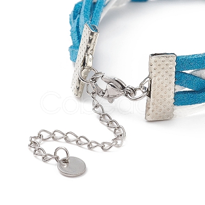 Alloy Heart Beat & 304 Stainless Steel Infinity Links Multi-strand Bracelet BJEW-TA00190-04-1