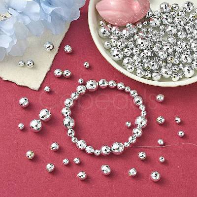 Faceted Round Plated Acrylic Beads PACR-YW0001-21-1