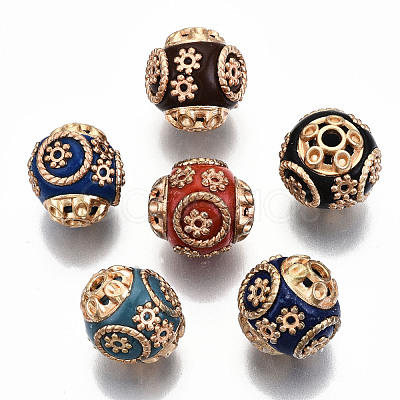 Round Handmade Indonesia Beads IPDL-R394-M-G-1