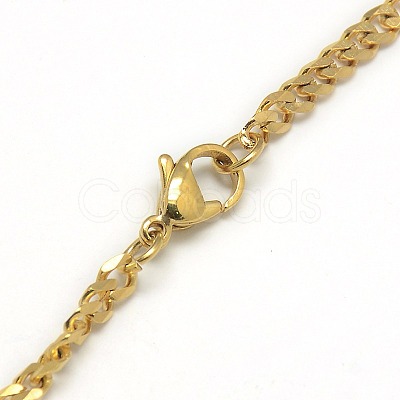 Trendy Men's 201 Stainless Steel Curb Chain Necklaces X-NJEW-L043A-42G-1