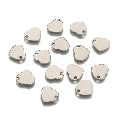 Tarnish Resistant 304 Stainless Steel Stamping Blank Tag Flat Heart Charms Pendants STAS-Q171-01-1