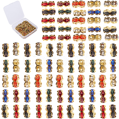 Brass Rhinestone Spacer Beads 